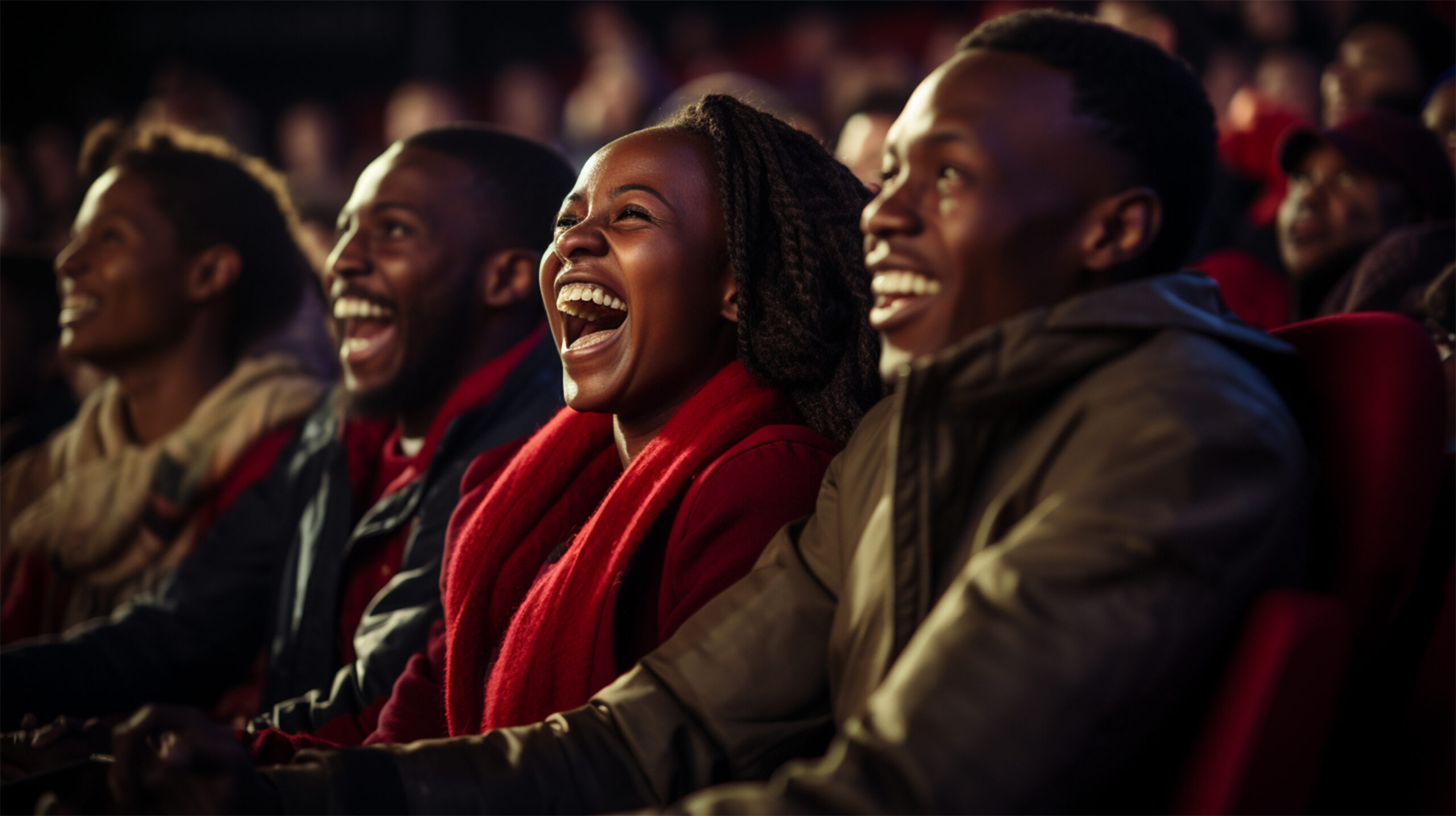 moviegoers In Cinema Watching Comedy Film.